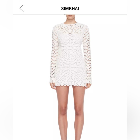 Simkhai McCall Crocheted Long-Sleeve Minidress - Picture 1 of 7